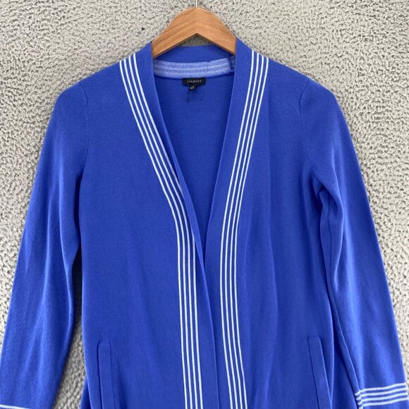 Talbots Sweater Womens Extra Small Blue Open Cardigan Stretch Knit Pocket Casual - Picture 2 of 10
